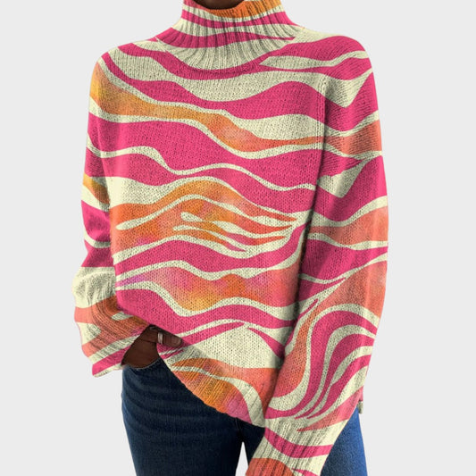 Priscilla | Artistic Print Turtleneck Sweater