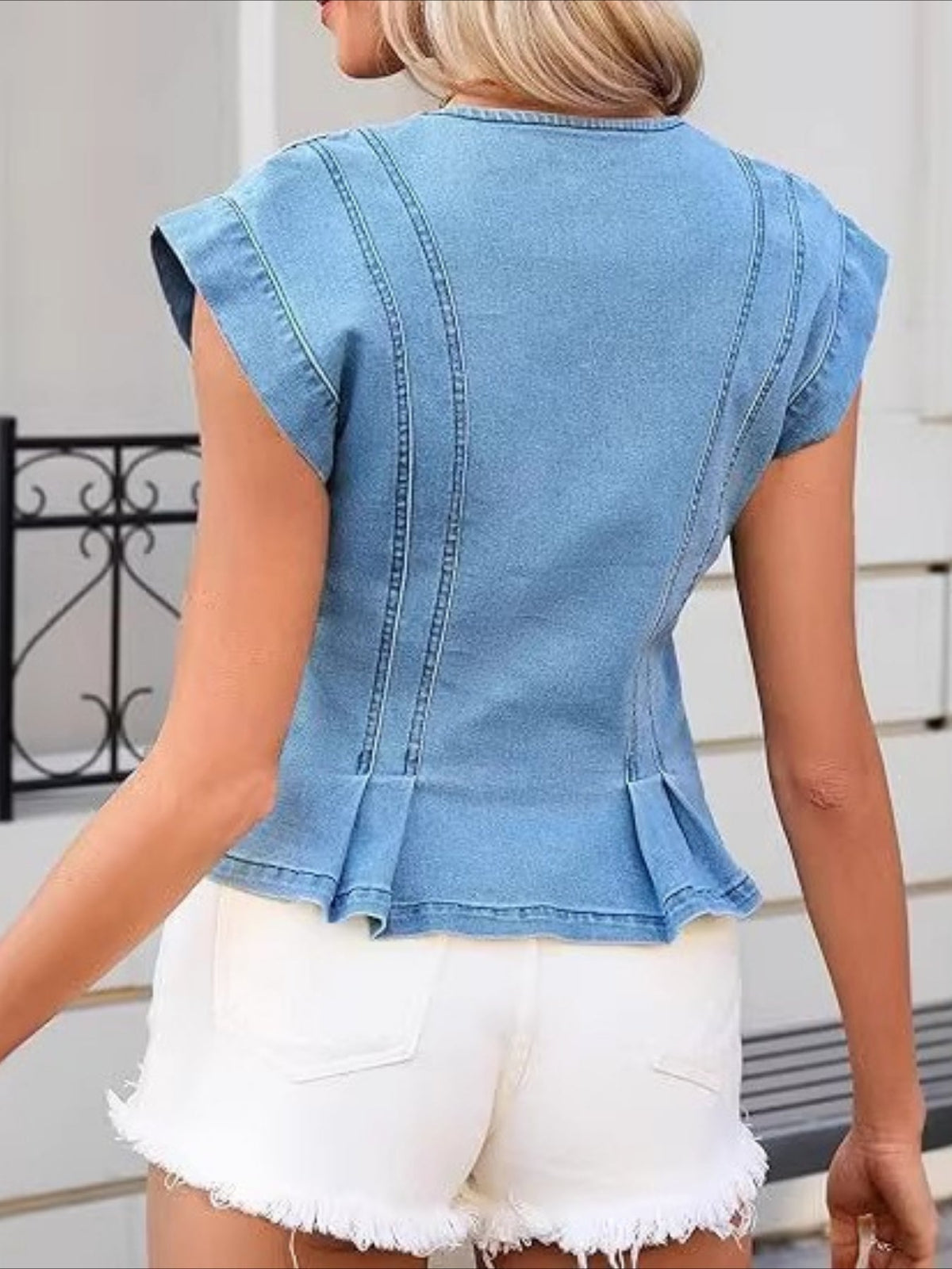 Virginia | V-Neck Denim Top