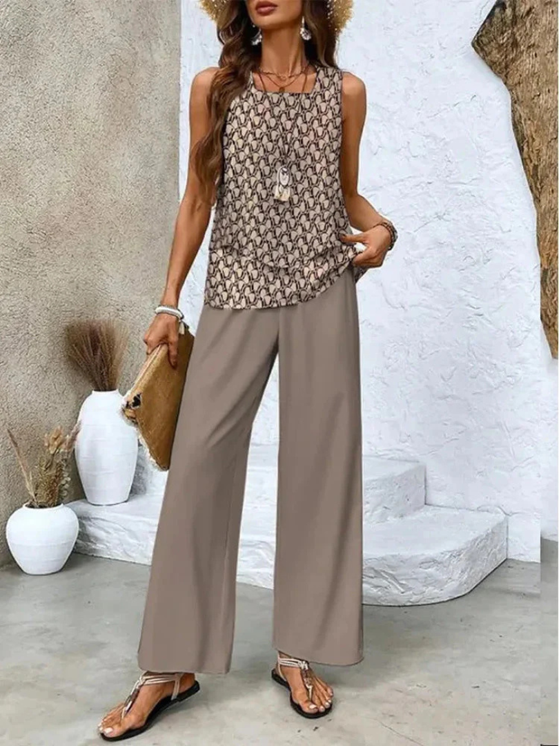 Ovelynra™ | Sleeveless Top And Wide-Leg Pants Set