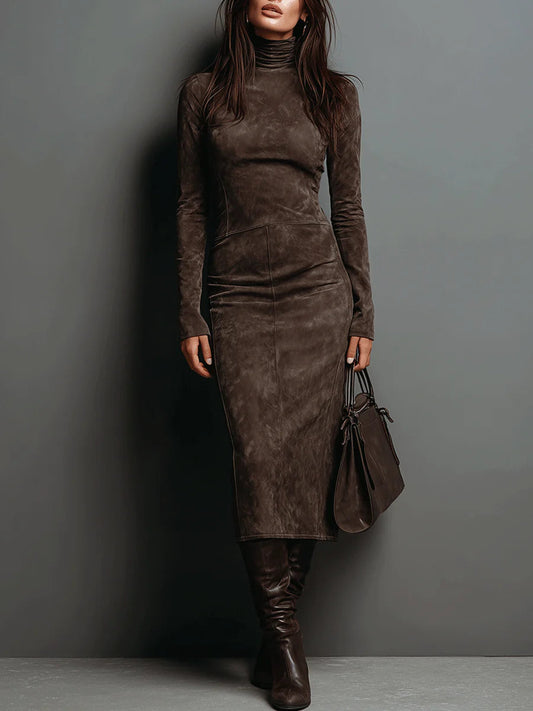 Lorena | Long Brown Midi Dress