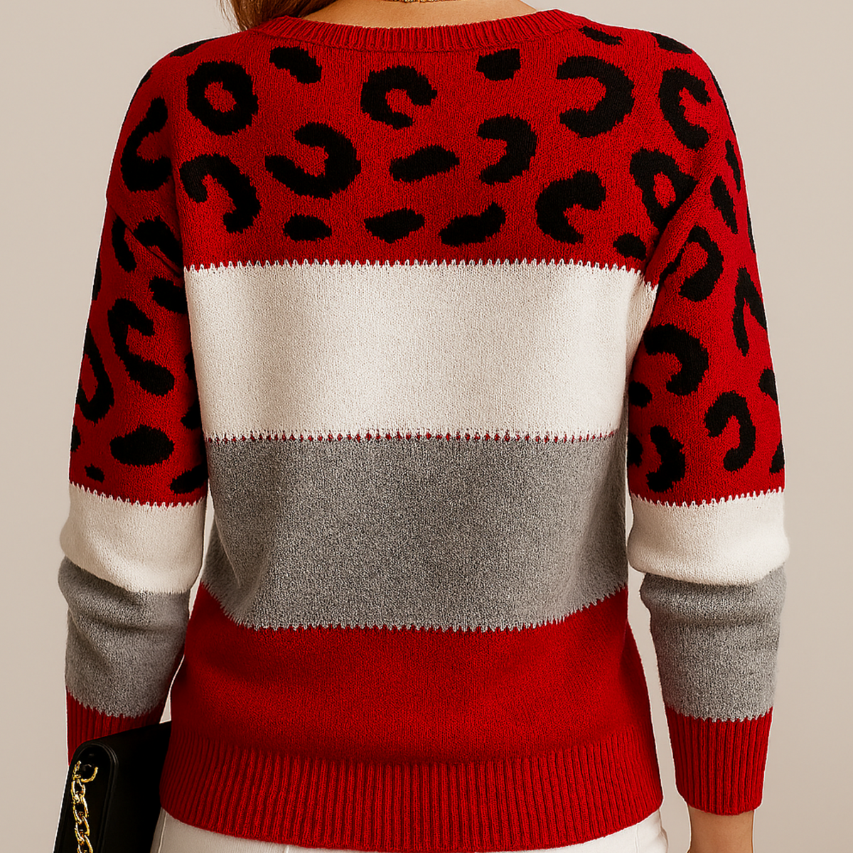 Marlene | Leopard-Yoke Color-Block Sweater