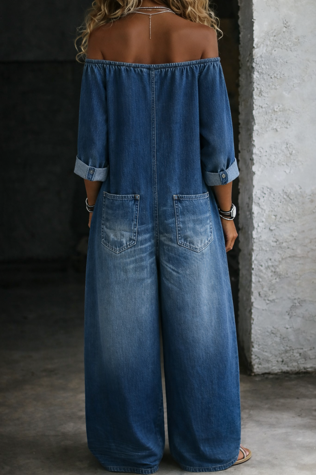 Ellen | Long-Sleeve Off-Shoulder Jumpsuit