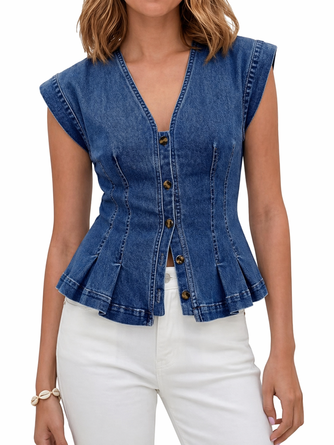 Virginia | V-Neck Denim Top