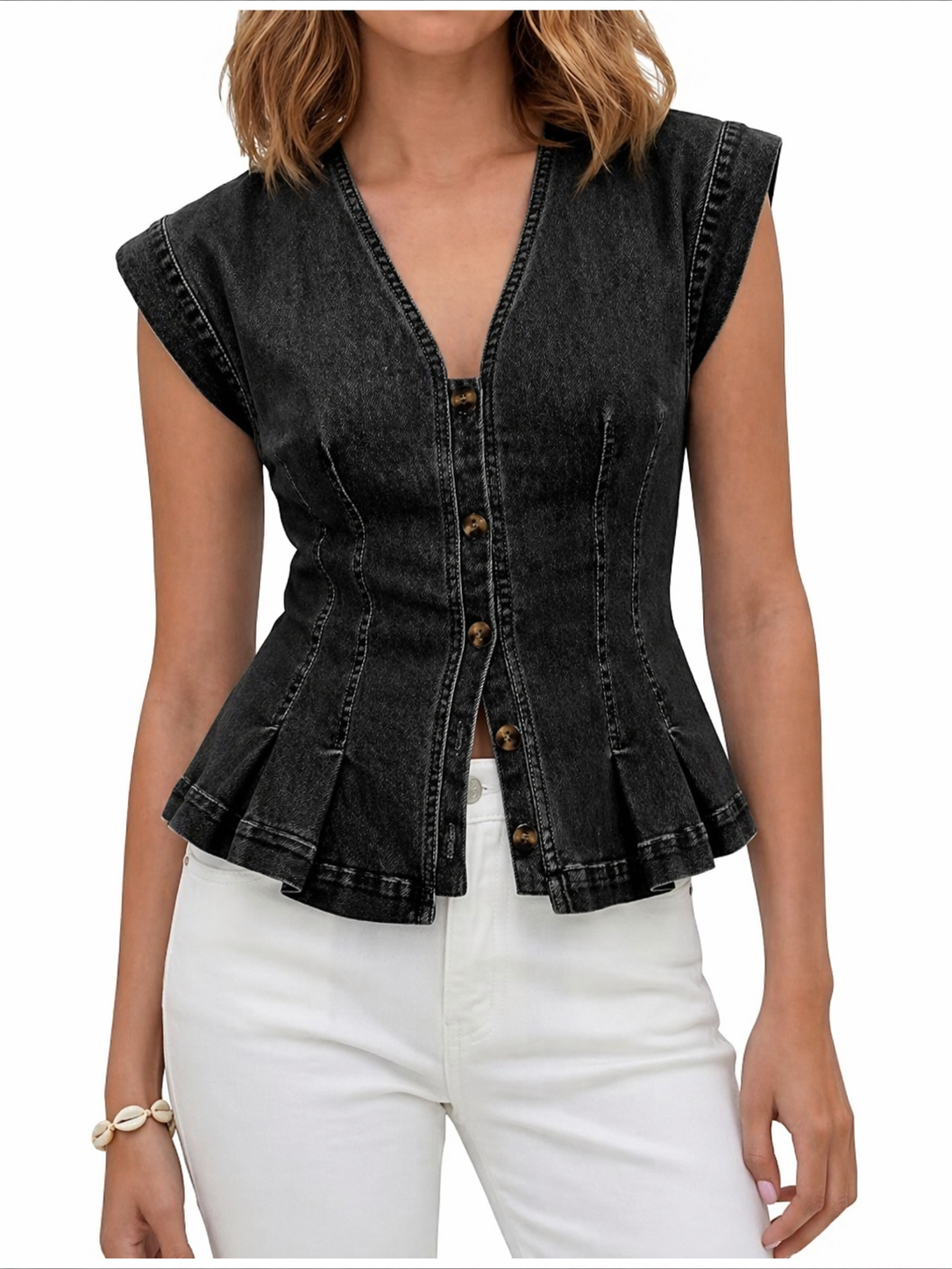 Virginia | V-Neck Denim Top