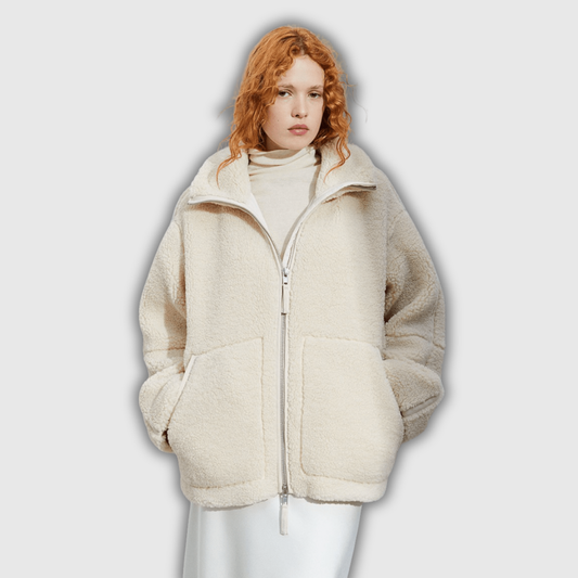 Amanda | Oversized Teddy Jacket with Stand Collar