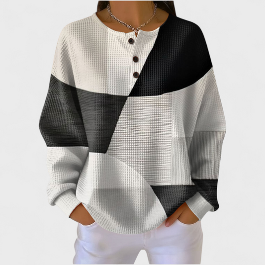Ella | Black and White Color-Block Sweater