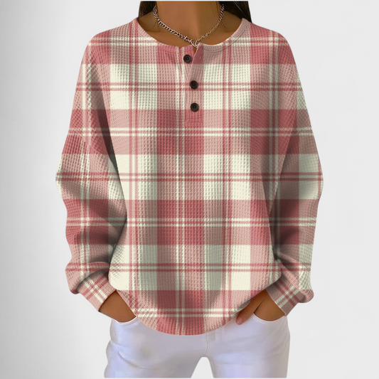Emilie | Pink Plaid Sweater