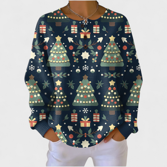 Fanny | Navy Christmas Tree Sweater