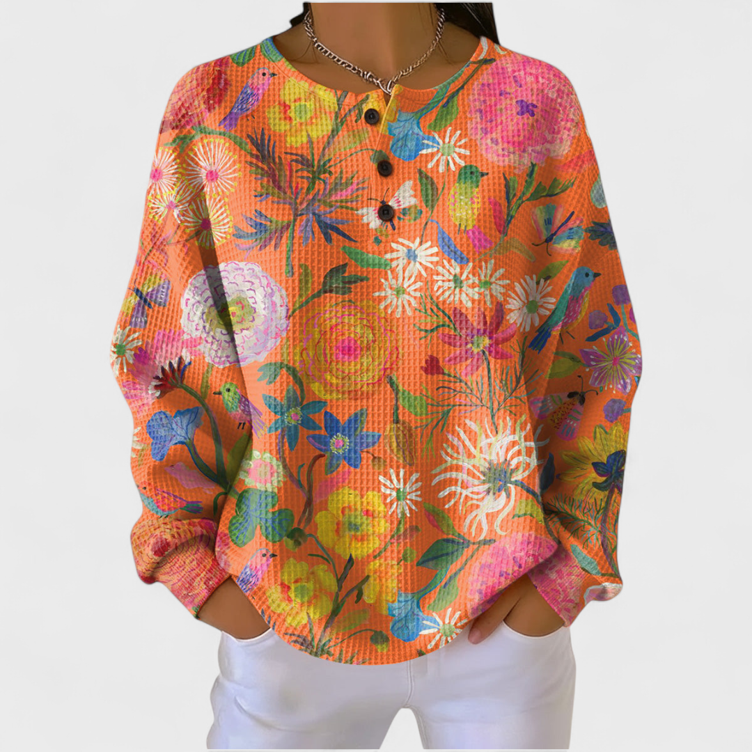 Faustine | Orange Floral Sweater