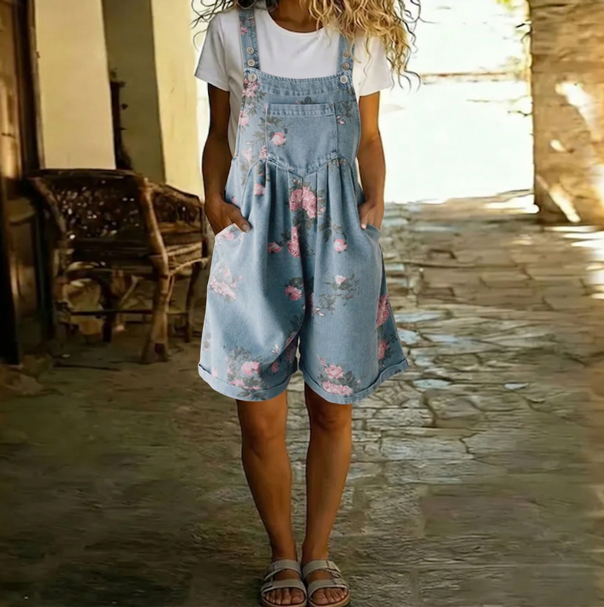 Zoey | Floral Denim Jumpsuit