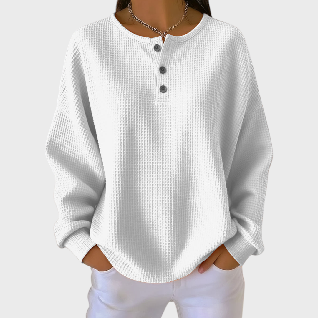 Hélène | Orange Waffle-Knit Sweater