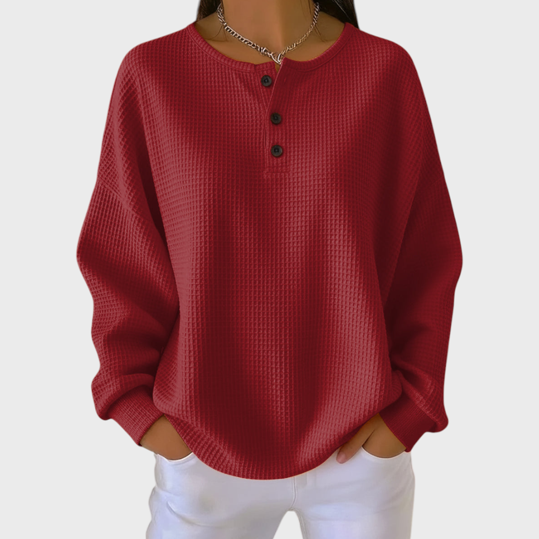 Hélène | Orange Waffle-Knit Sweater
