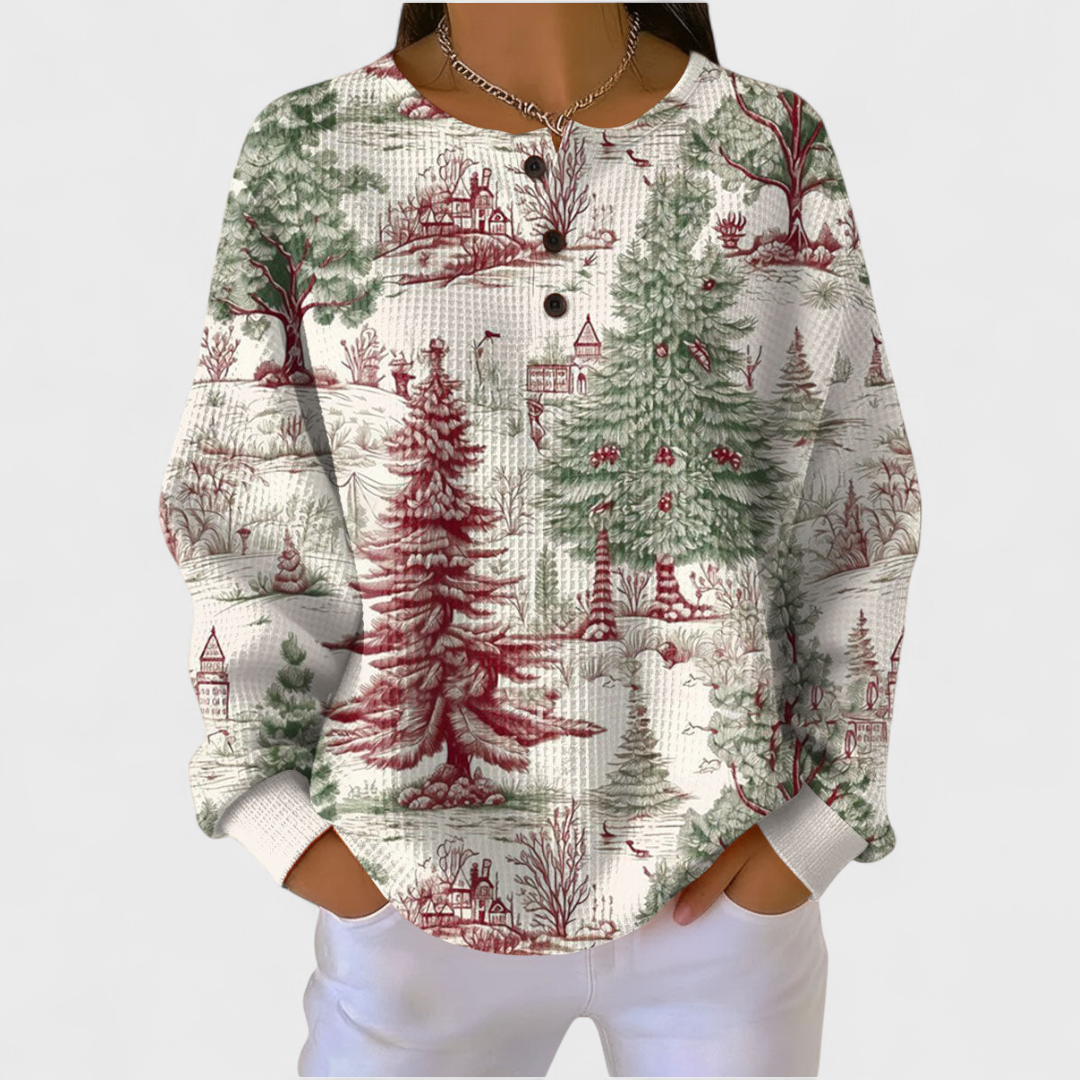 Louna | Cream Winter Forest Sweater