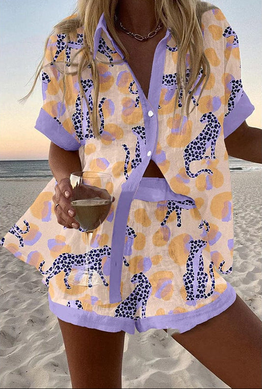 Nancy | Cheetah Print Two-Piece Summer Set