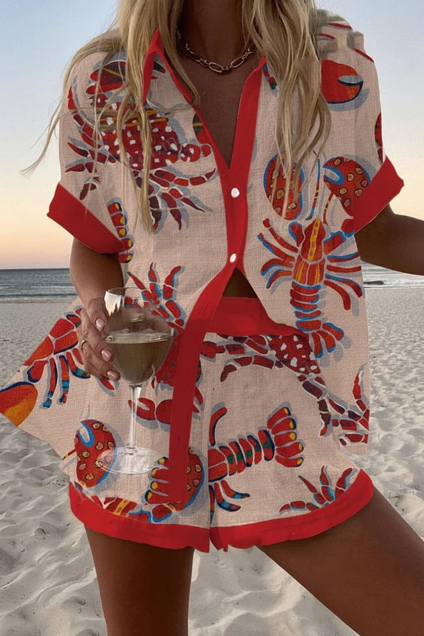 Judith | Lobster Print Two-Piece Summer Set