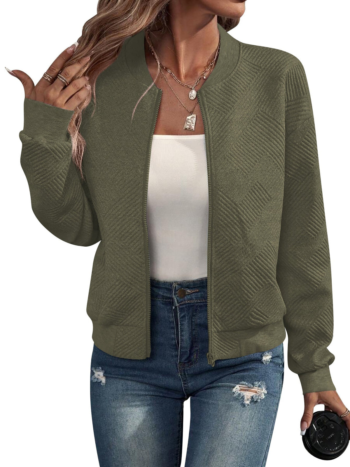 Kayla | Textured Bomber Jacket