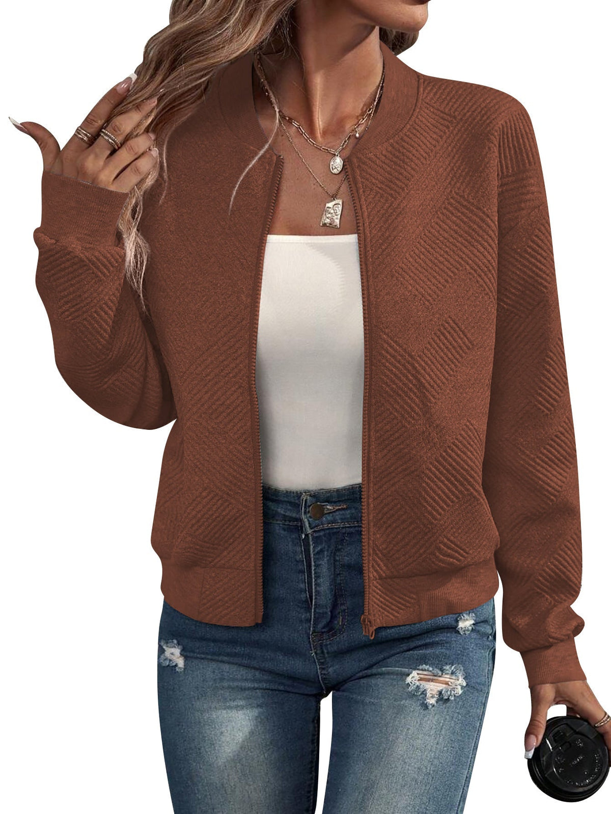 Kayla | Textured Bomber Jacket