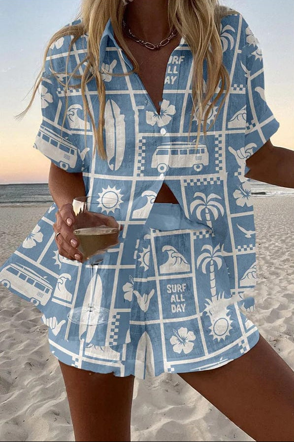 Ashley | Retro Surf Print Two-Piece Summer Set