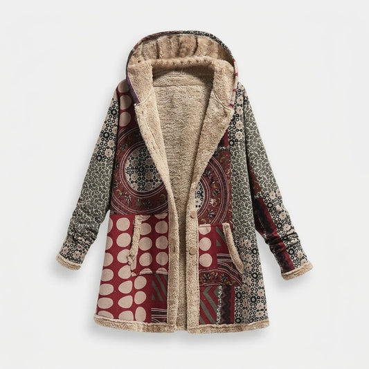 Ruby | Burgundy Geometric Sherpa Coat