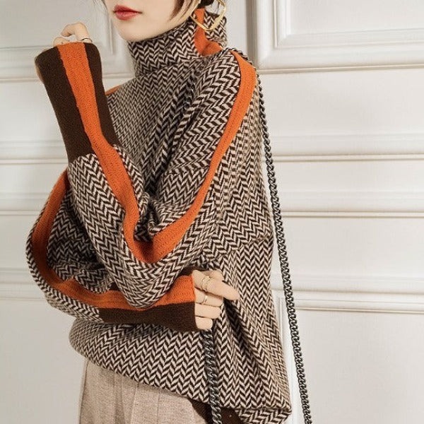 Cordula | Herringbone Turtleneck Sweater