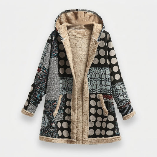 Claire | Monochrome Polka-Dot Fleece Jacket
