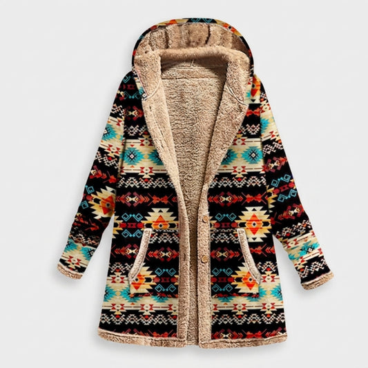Riley | Black Patchwork Hooded Fleece Jacket