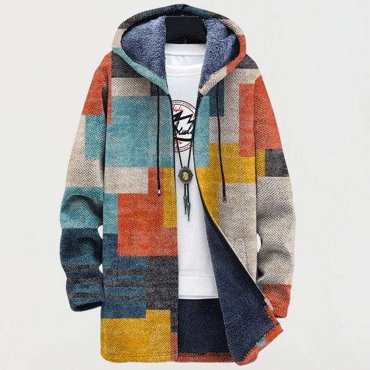 Yvonne | Vintage Color-Block Hooded Cardigan