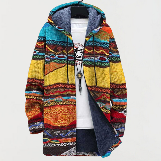 Beryl | Artistic-Print Hooded Cardigan