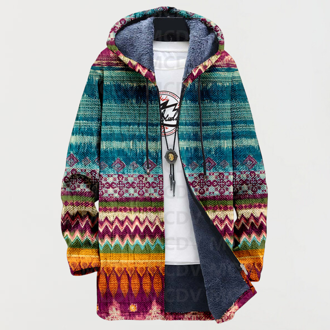 Lore | Folk-Pattern Hooded Cardigan