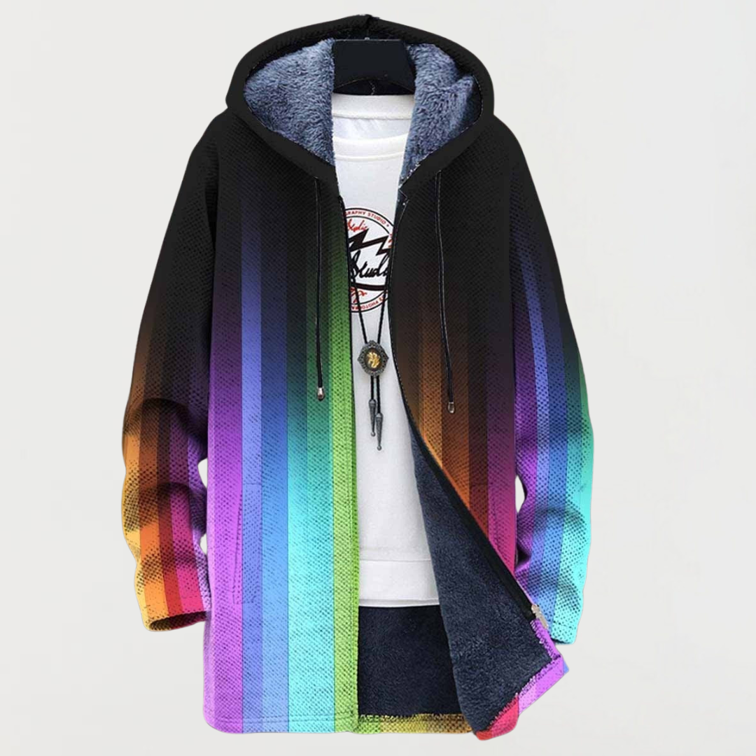 Imogen | Rainbow-Stripe Hooded Cardigan