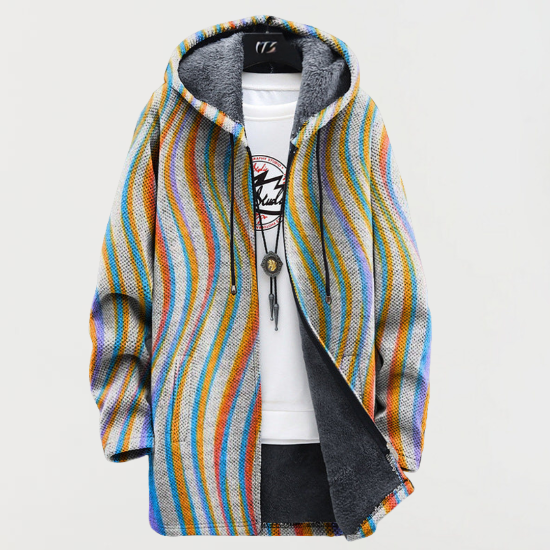 Violet | Wavy-Stripe Hooded Cardigan