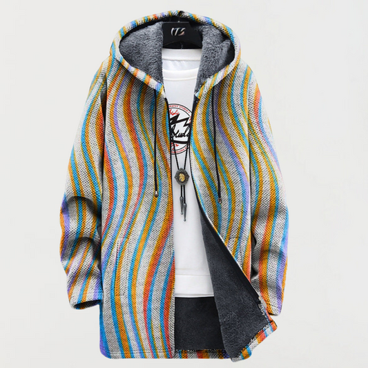 Violet | Wavy-Stripe Hooded Cardigan