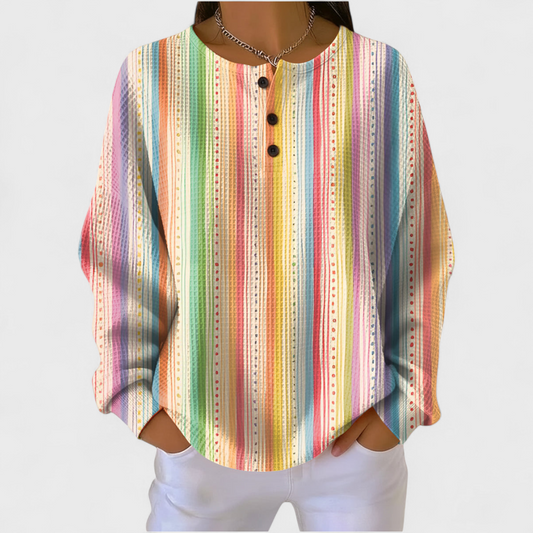 Sara | Colorful Striped Henley Sweater