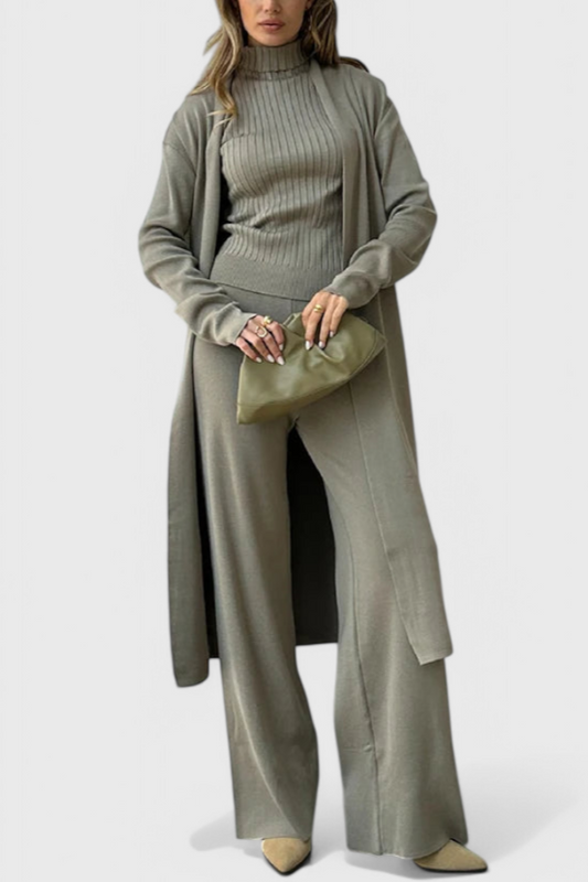 Mahalia Elegant Cut 3-Piece Soft Knit Ensemble