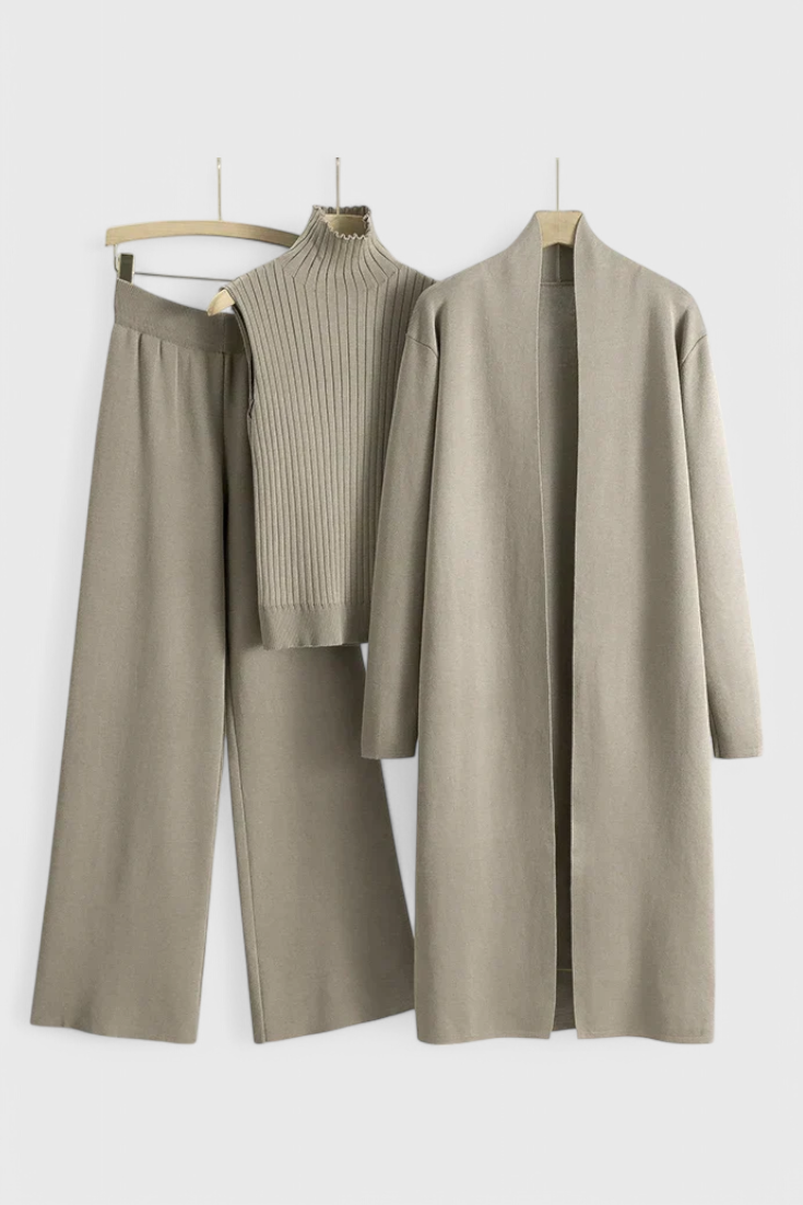 Mahalia Elegant Cut 3-Piece Soft Knit Ensemble