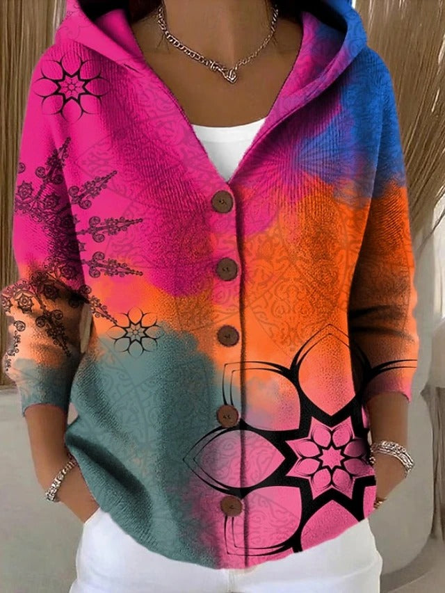 Evelyn | Printed Hooded Cardigan