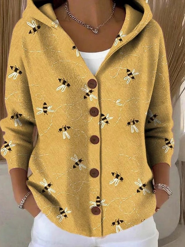 Evelyn | Printed Hooded Cardigan