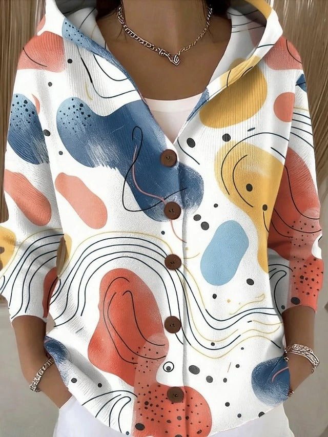 Evelyn | Printed Hooded Cardigan