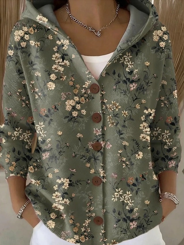 Evelyn | Printed Hooded Cardigan