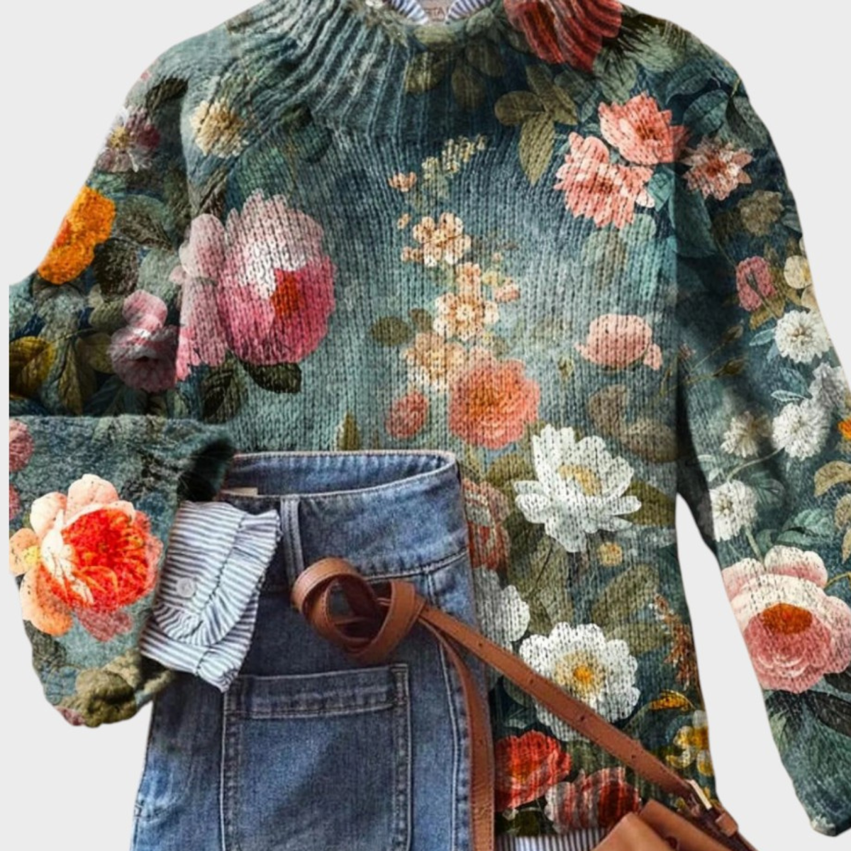 Rosalie | Artistic Print Turtleneck Sweater