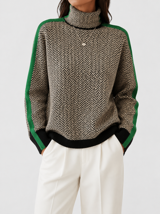 Eleanor | Luxe Herringbone Mock-Neck Sweater