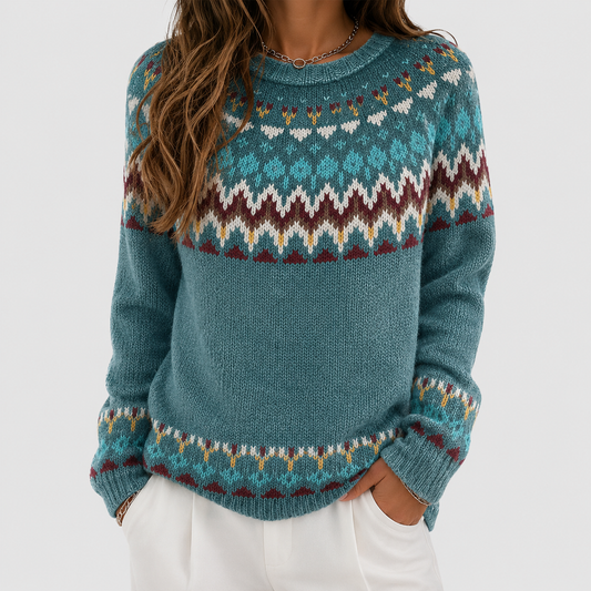 Regina | Retro Wave-Pattern Sweater