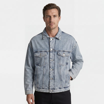 Men's Cotton-Blend Denim Jacket – Relaxed Fit