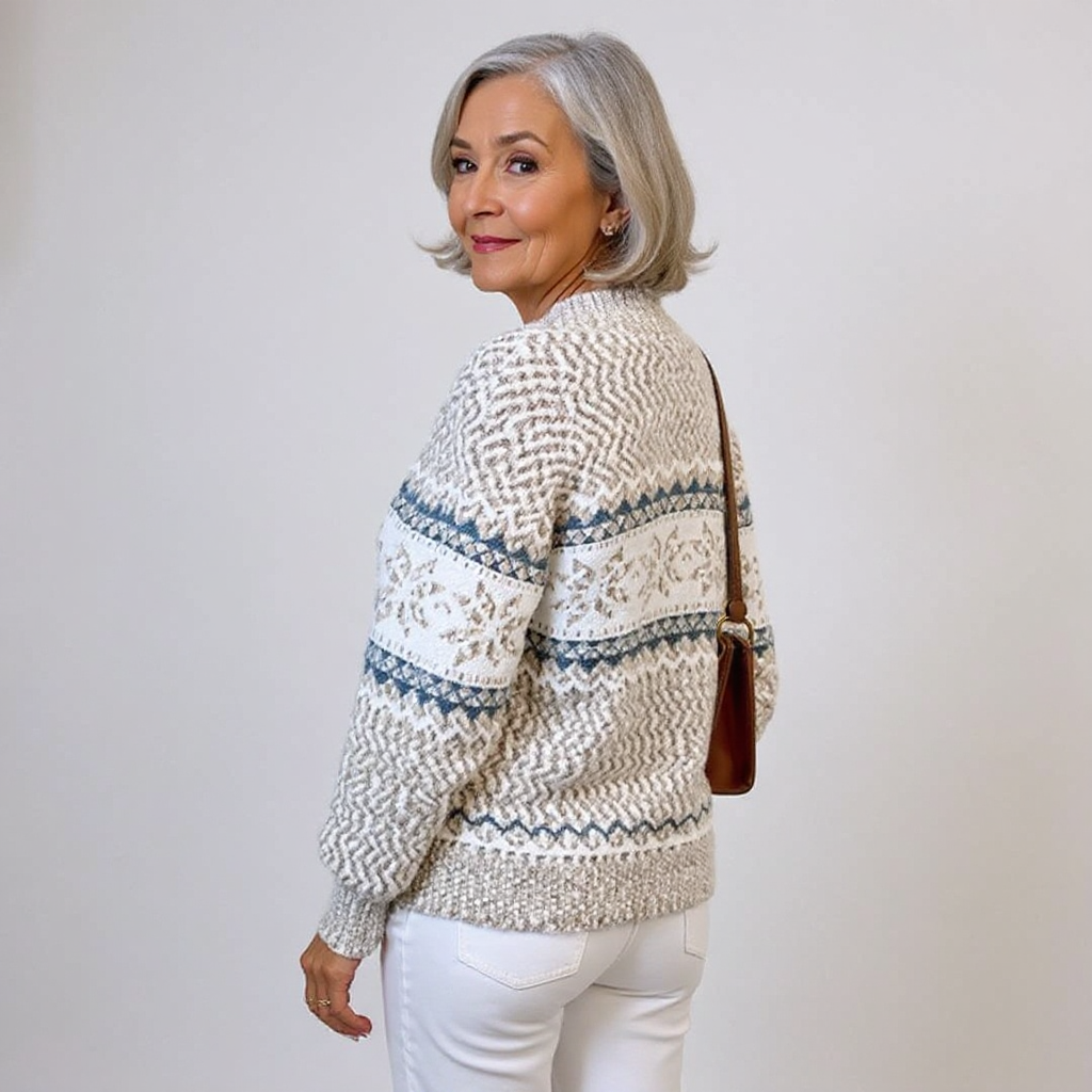 Astrid | Fair Isle Shawl-Collar Sweater