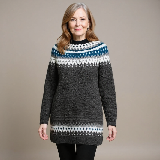 Hiltrud | Longline Fair Isle Yoke Sweater