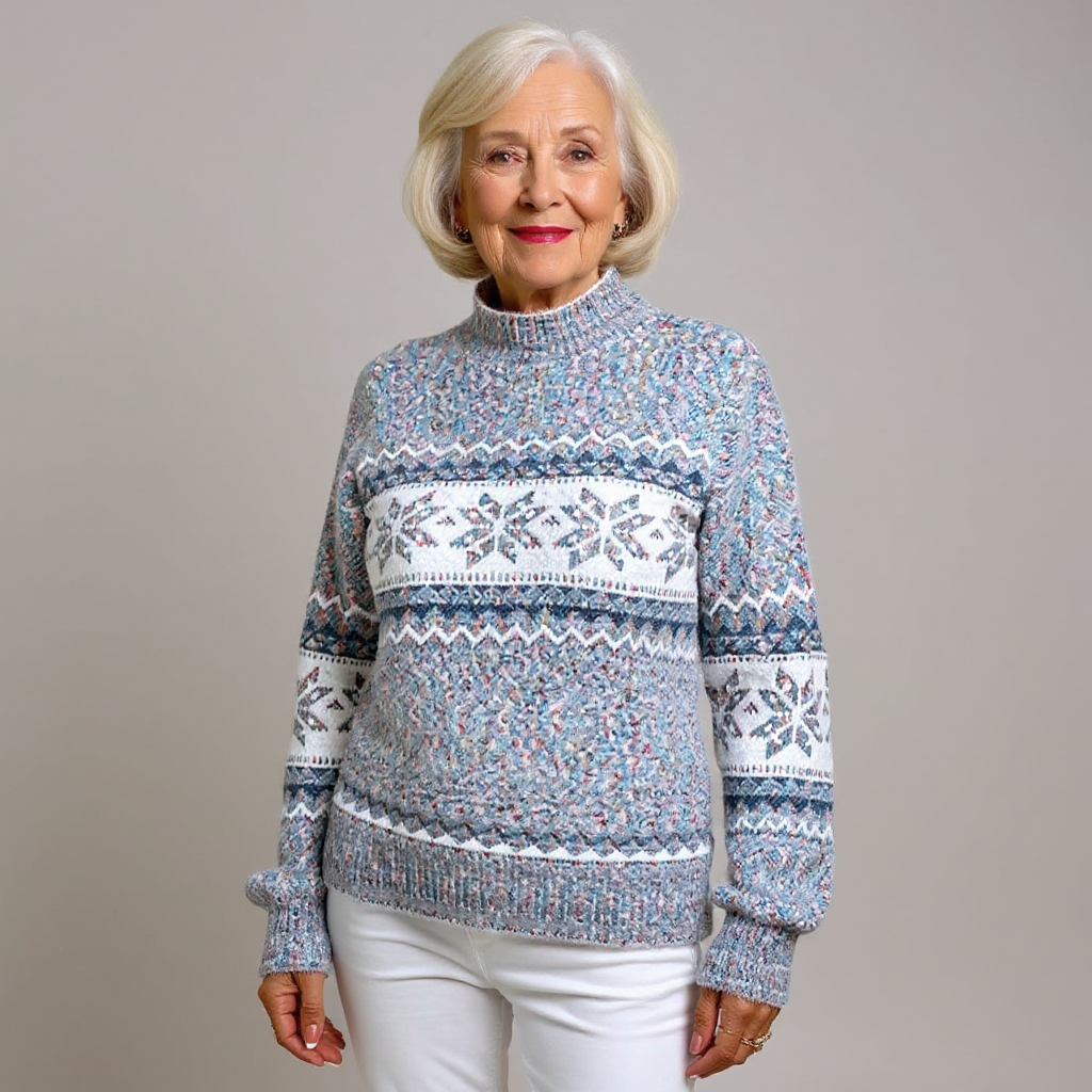 Astrid | Fair Isle Shawl-Collar Sweater