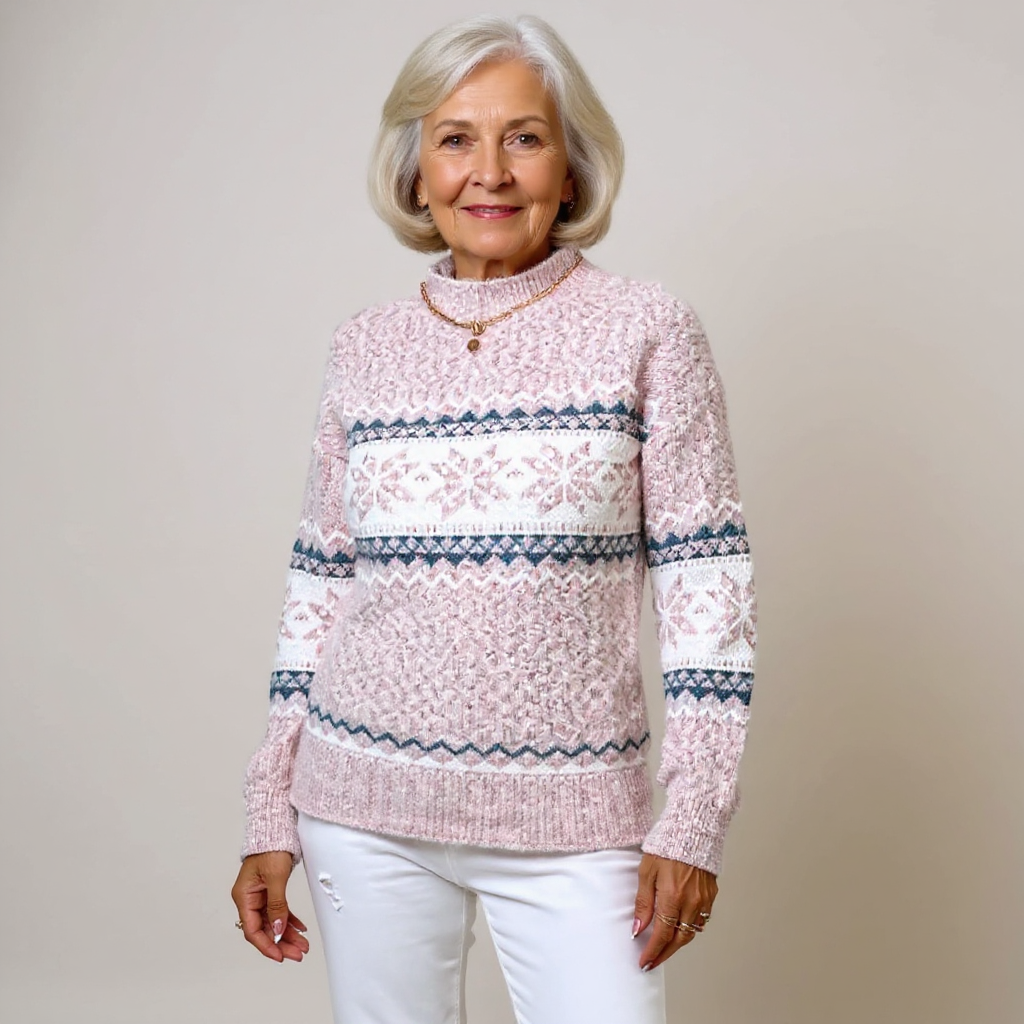 Astrid | Fair Isle Shawl-Collar Sweater