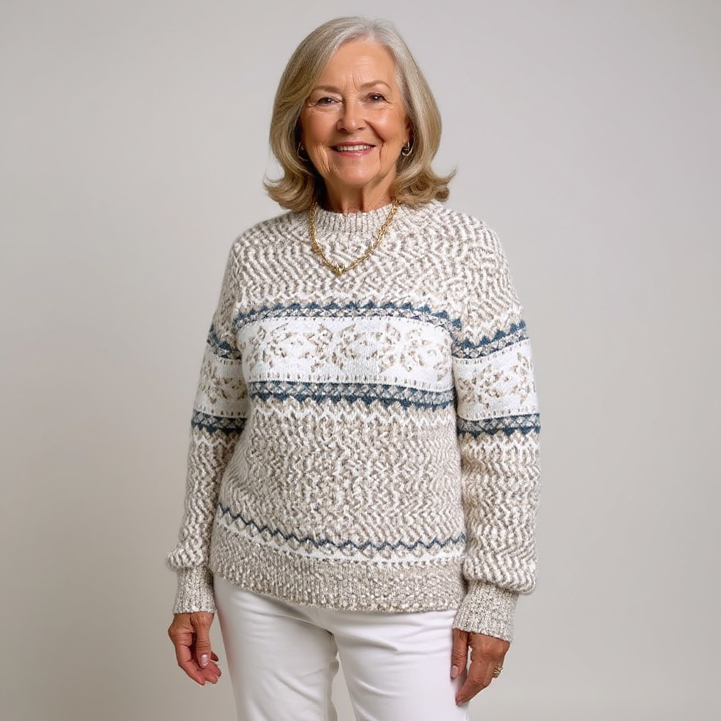 Astrid | Fair Isle Shawl-Collar Sweater
