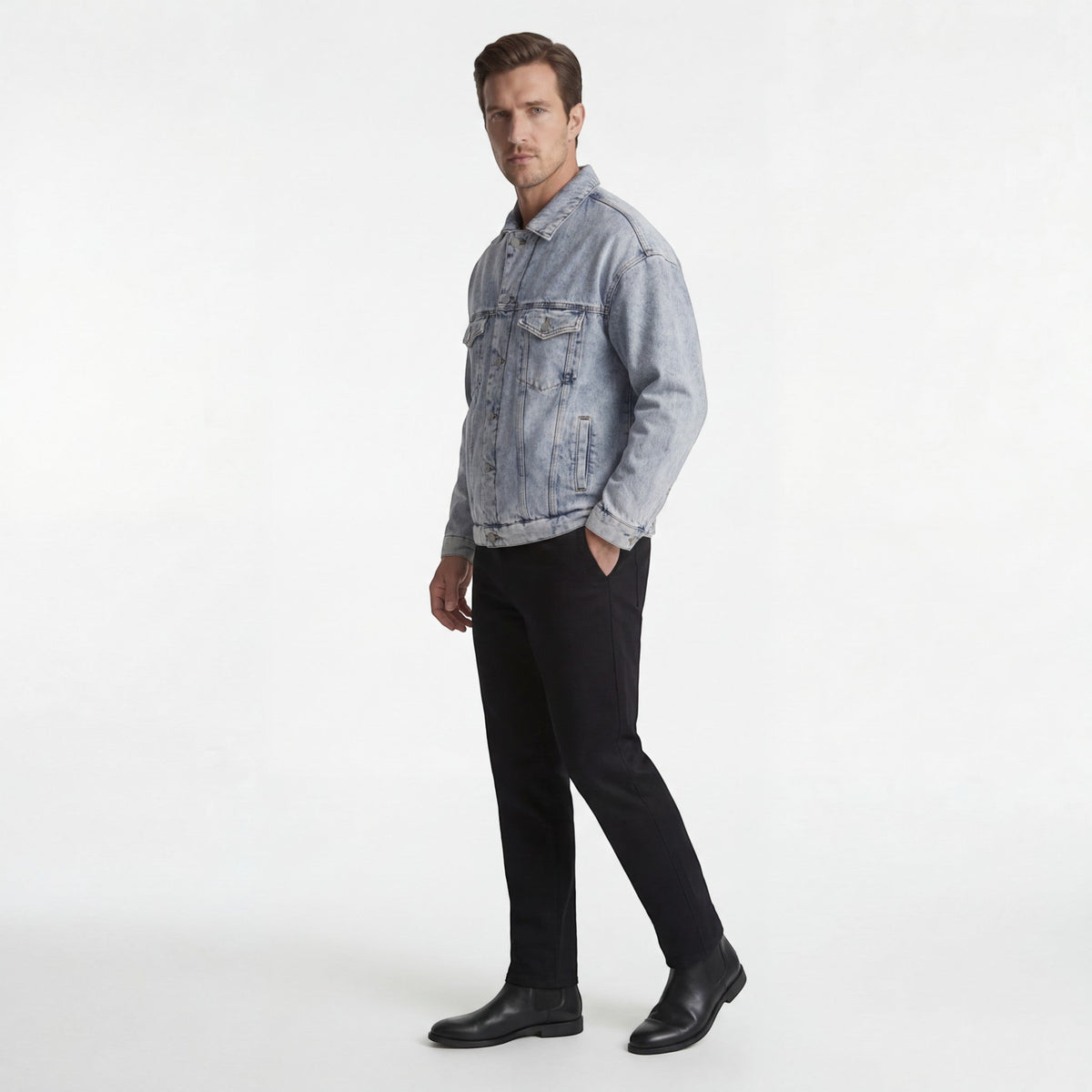 Men's Cotton-Blend Denim Jacket – Relaxed Fit