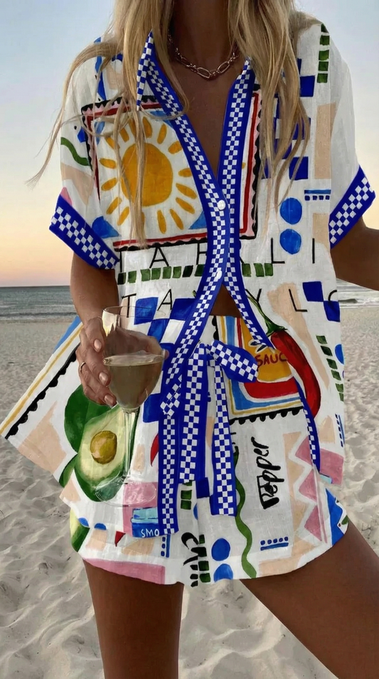 Debbie | Colorful Collage Two-Piece Summer Set